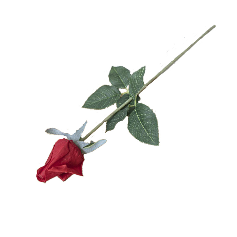 Bouquet Artificial de Capullo de Rosa Hidratante, de Alta Gama, Planta Verde de una Sola Rama, Arreglo Floral Artificial, Decoración para el Hogar con Sensación Húmeda para la Sala de Estar
