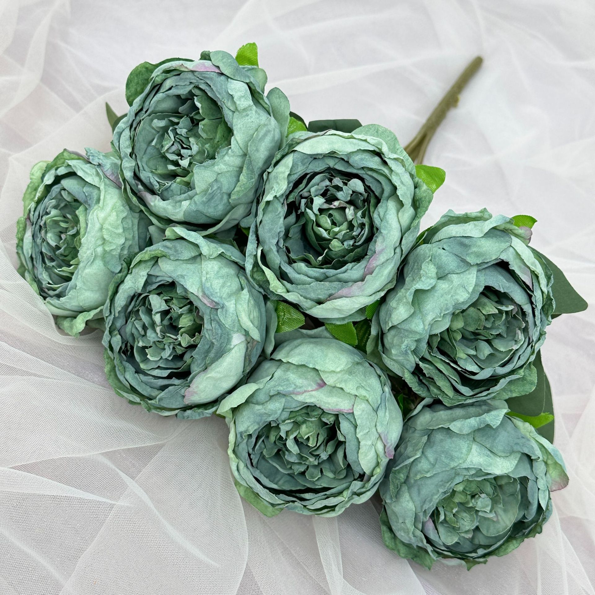 Paño cepillado 7-cabeza ardiente borde peonía ins beiouyang peonía flor falsa interior mesa de comedor floral artificial Bouquet Decoración