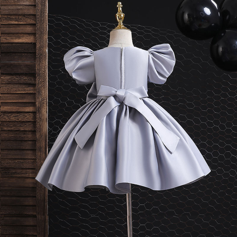 Vestido de cetim para menina estilo coreano com laço_voghion.com