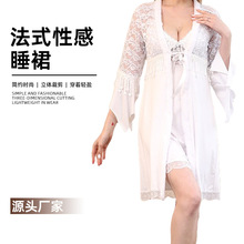 跨境新款欧美蕾丝性感女士家居高级感收腰显瘦低胸秋季连衣裙睡裙