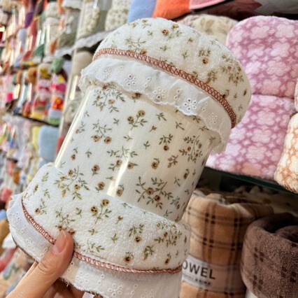 Korean-Style Coral Fleece Bow Lace Fresh Towel Bath Towel with Small Floral Plaid Pattern