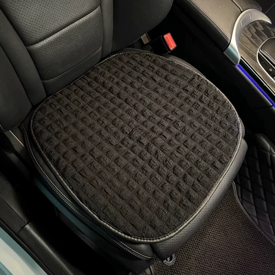 Car Headrest Neck Pillow: Headrest - black-puff-grid-cushion-front-row