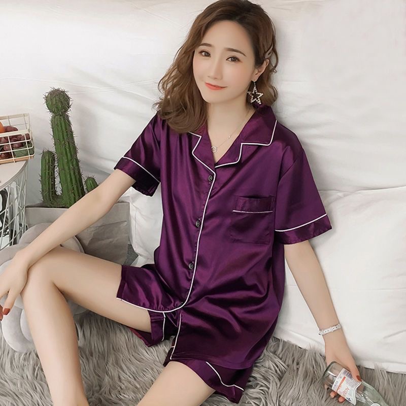 솔리드 실크 퍼플 더블 쇼트