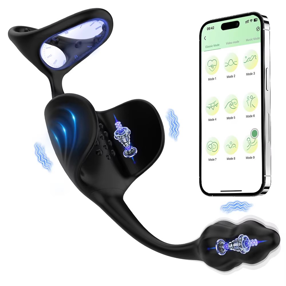 3-in-1 Vibrating Prostate Massager with Scrotum Ring and Anal Plug, 10 Frequencies, APP Control — detail image 15