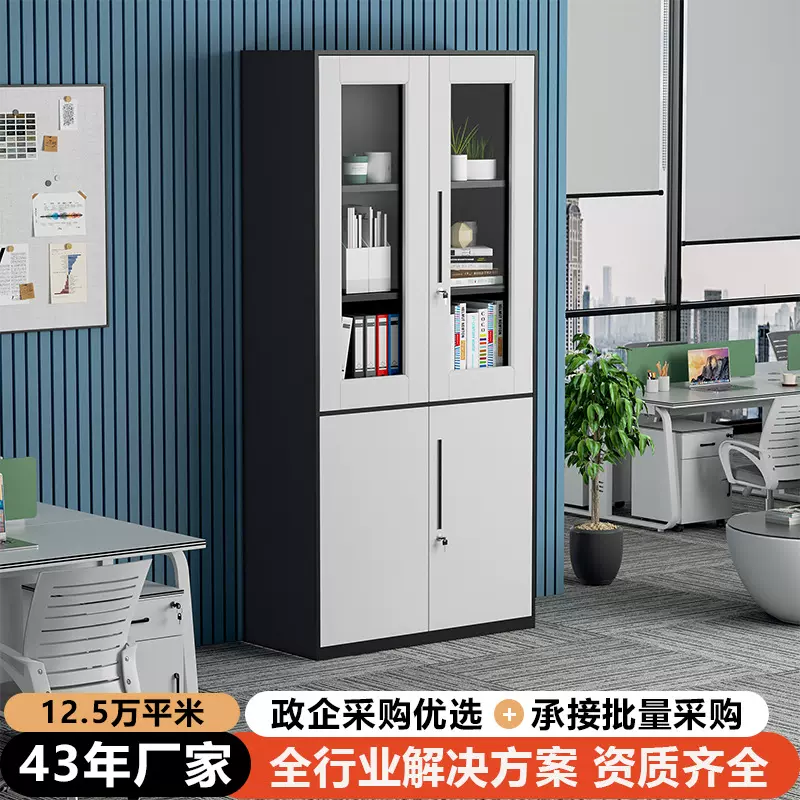 钢制文件柜办公柜铁皮柜办公室放杂物柜子档案柜储物柜铁艺柜