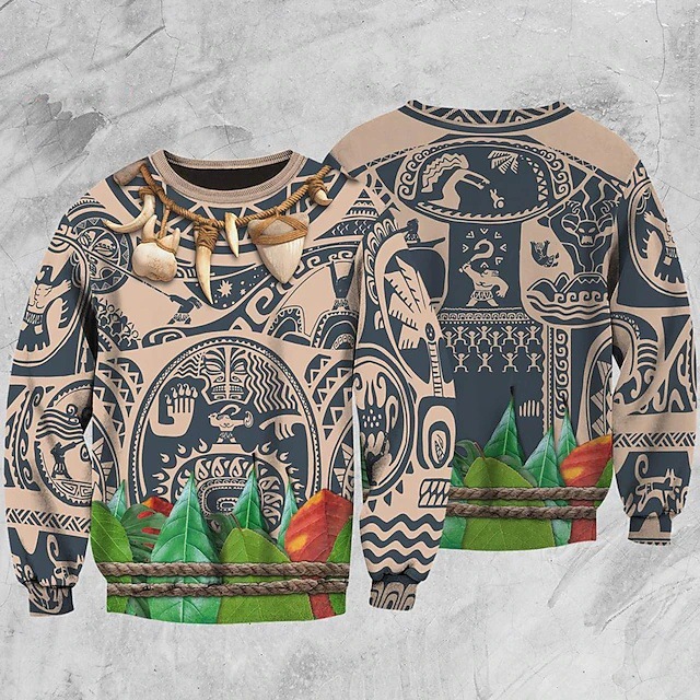Fun Tribal Clothing 3D Digital Printing Spot Hombres y mujeres con el mismo estilo Primavera y otoño Sudadera suelta de manga larga Suéter de cuello redondo