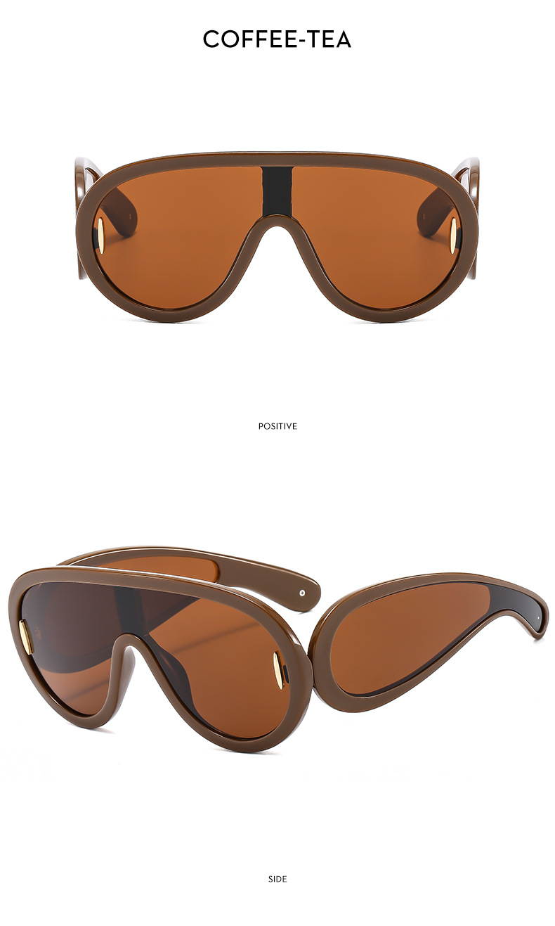 New large frame integrated lens fashionable punk futuristic sunglasses, ins sunglasses_voghion.com