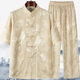 Tang Men's Short-sleeved Middle-aged and Elderly Dad's suit Summer Shirt Chinese Style Half-sleeved Shirt Grandpa Mulberry Silk