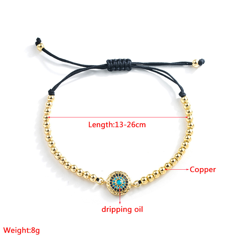 Copper Gold-plated Micro Inlaid Zircon Devil's Eye Adjustable Bracelet display picture 1