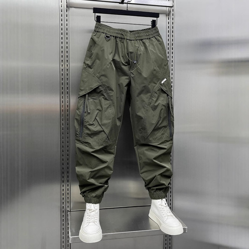 Champion brand work pants for men, summer thin loose pants, summer ankle-length pants, trendy American punk cool nine-inch pants