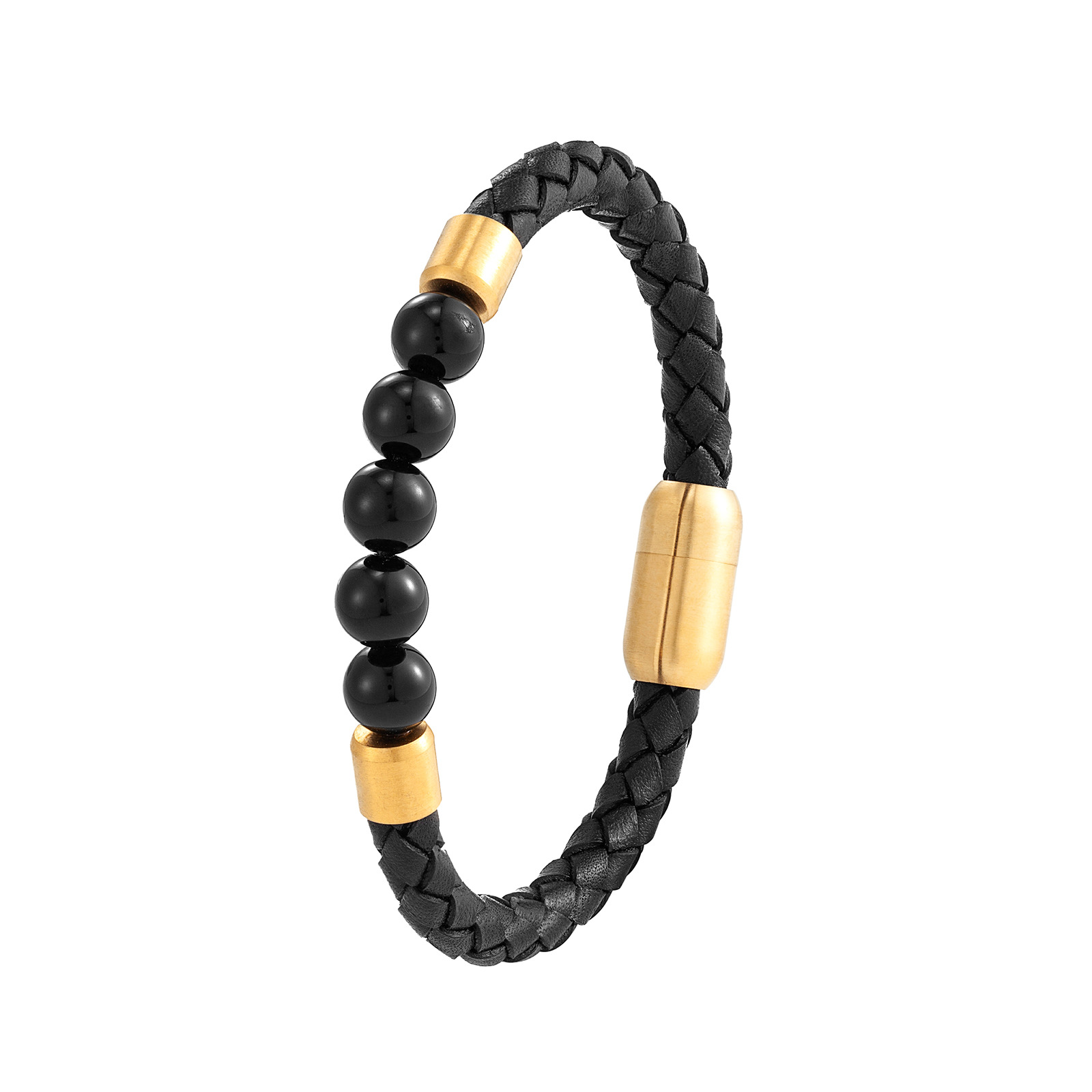 Men's Retro Simple Style Bracelets Geometric 316L Stainless Steel  Leather Waterproof Non Tarnish Surgical Steel Men Cord & Leather Bracelets display picture 2