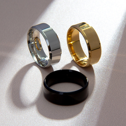 Cross-border European and American old style 8MM glossy stainless steel men's ring simple fashion jewelry factory jewelry wholesale
