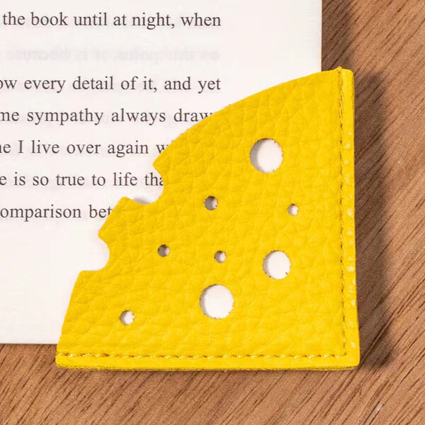 Trendy PU leather cheese hollow bookmark retro book protection…