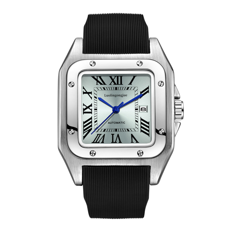 透かし彫りのストライプの山度士の全自動機械は男性の大気の大きい文字板の防水の機械の時計を卸売りして代行します。