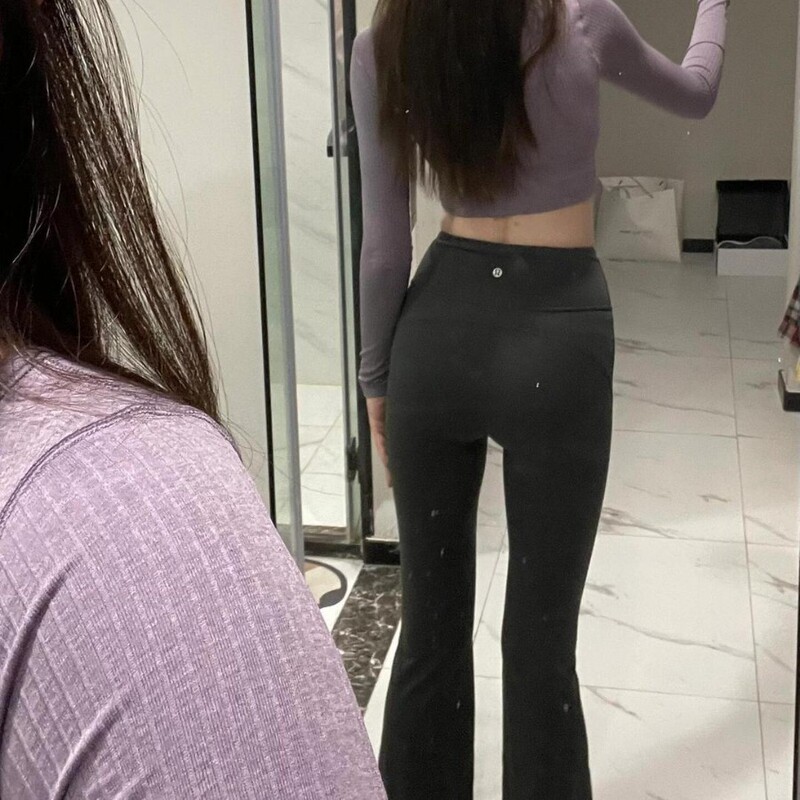 Lulu Original Groove Yoga Pants Flared Pants Slightly Flared Simple Everyday Commuting Versatile Slim Fit Slimming