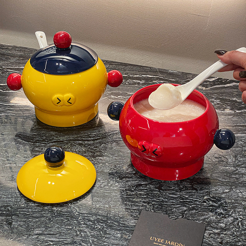 Shang 'en original color contrastante lata de manteca de cerdo doméstica aceite de pimienta lata de cerámica con tapa lata de sal de cocina de gran capacidad