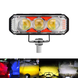 High-Brightness 3-Bead Motorcycle Led White-Yellow-Red-Blue Strobe Spotlight Electric Vehicle Modified Headlight Front Lens Headlamp