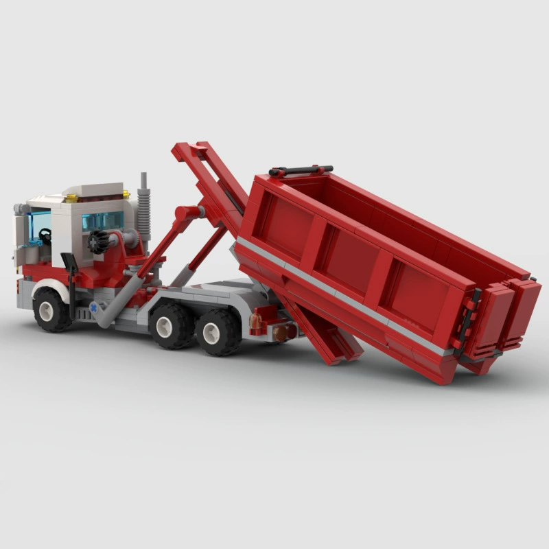 Конструктор Lego, красный грузовик, творческий набор, игрушечная машина, транспорт, мусоровоз, инженерное транспортное средство
