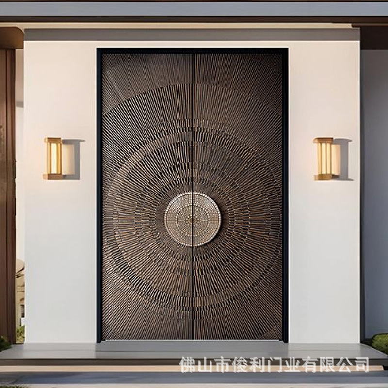 Customized New Luxury Anti-Theft Door, All-Aluminum Door with Diamond Embellishments, Vintage Style Double-Door, Explosion-Proof and Anti-Theft Entry Door