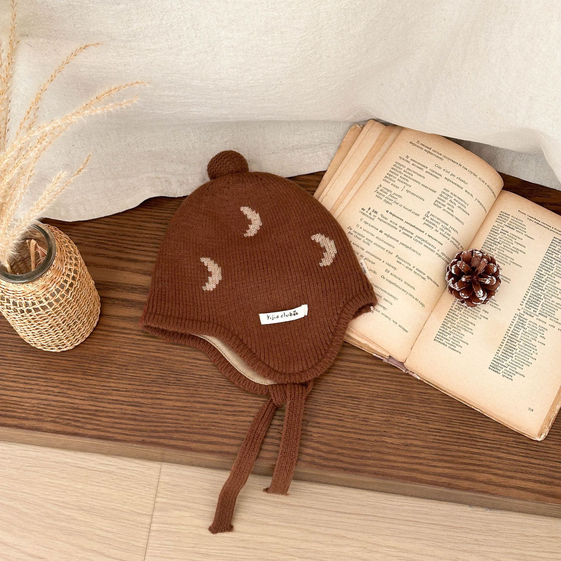 Sombreros para bebés y niños pequeños, ropa de invierno, estilo español, sombreros de lana extranjero para hombres y mujeres, bebés de luna, gorras de tejido con lazos