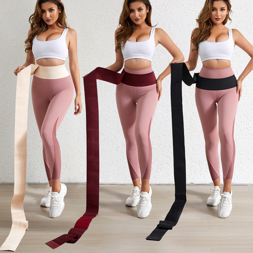 Velcro elastic wrap belt waist seal belly reduction belt trainer women's sports belt