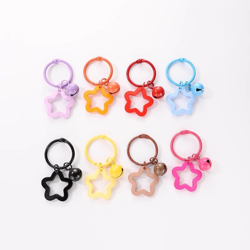 Colorful five-pointed star acrylic keychain pendant dopamine earphone case ornaments small fresh couple bag decoration Colorful five-pointed star acrylic keychain pendant dopamine earphone case ornaments small fresh couple bag decoration