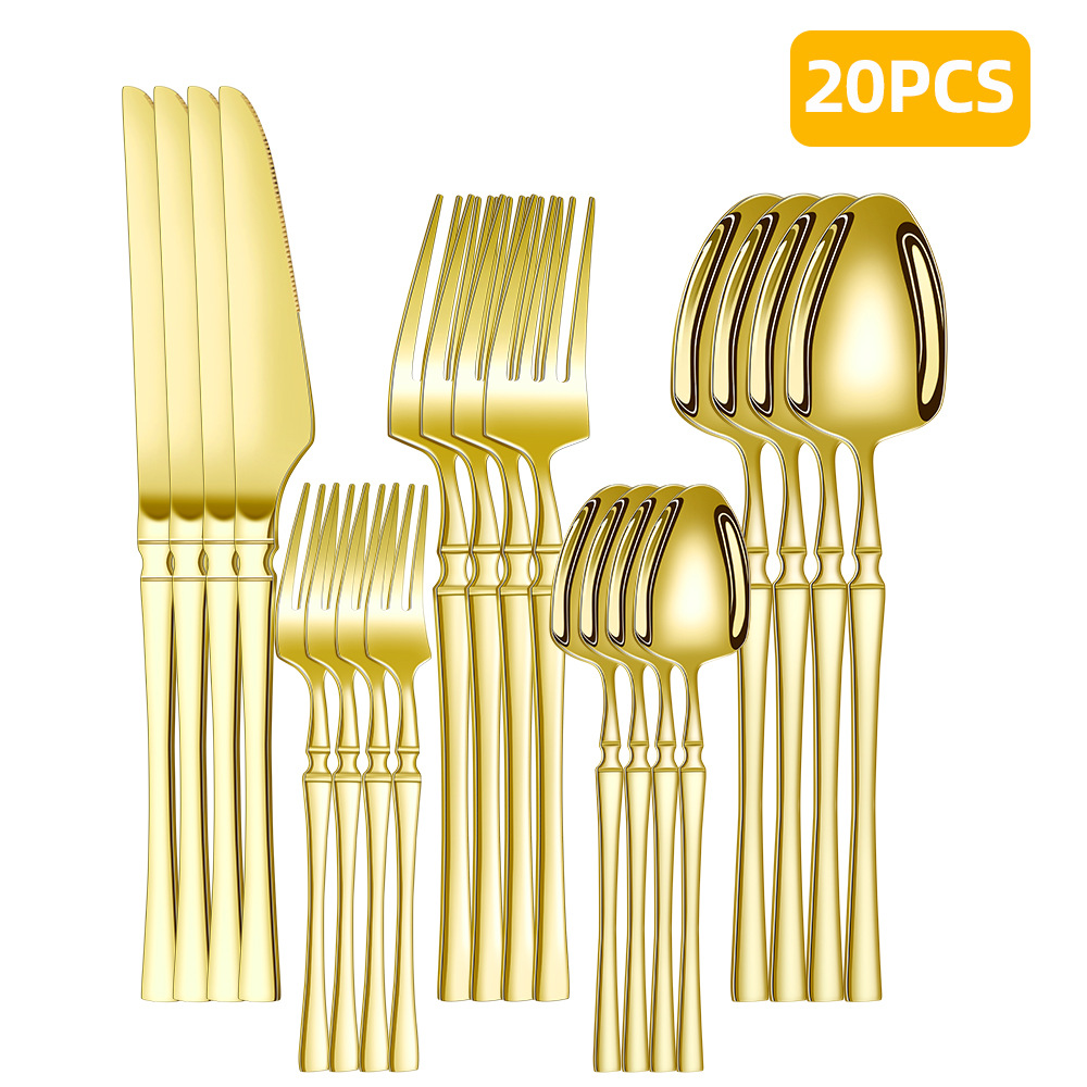Suministro transfronterizo de vajilla de acero inoxidable, cintura pequeña, juego de 30 piezas, restaurante occidental, bistec de acero inoxidable, cuchillo, tenedor y cuchara