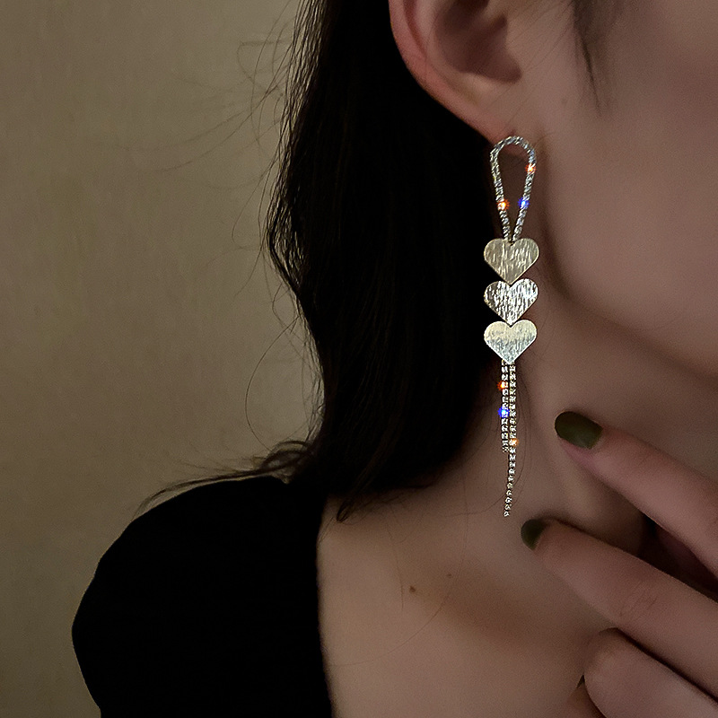 1 Pair Quantity Street Occasion Alloy Material Wholesale Jewelry 1 Pair Lady Heart Shape Alloy Artificial Gemstones Drop Earrings