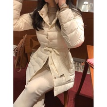 韩国东大门Chic棉服 系带修身面包服中长款外套 保暖韩版棉衣