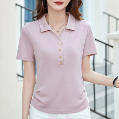 半袖tシャツの女性2025夏の新型洋気気質に合わせて、空気綿のtシャツの上着を1つにします。