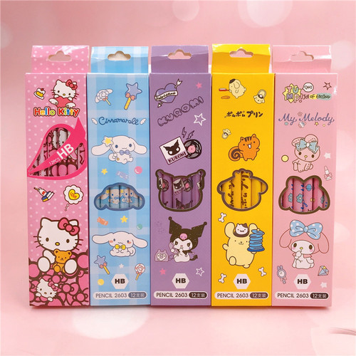 Cartoon set of 12 boxed pencils Kurumi HB writing pen primary school children gift prizes