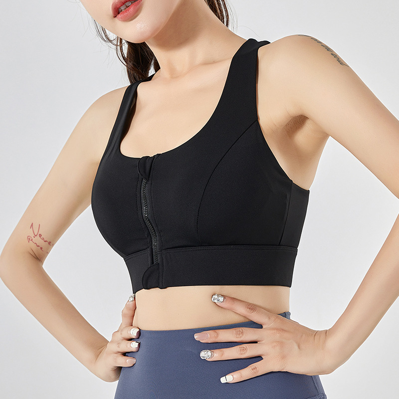 Zipper frontal antichoque ropa interior deportiva de alta resistencia integral verano secado rápido amortiguador de acondicionamiento físico bra yoga superior