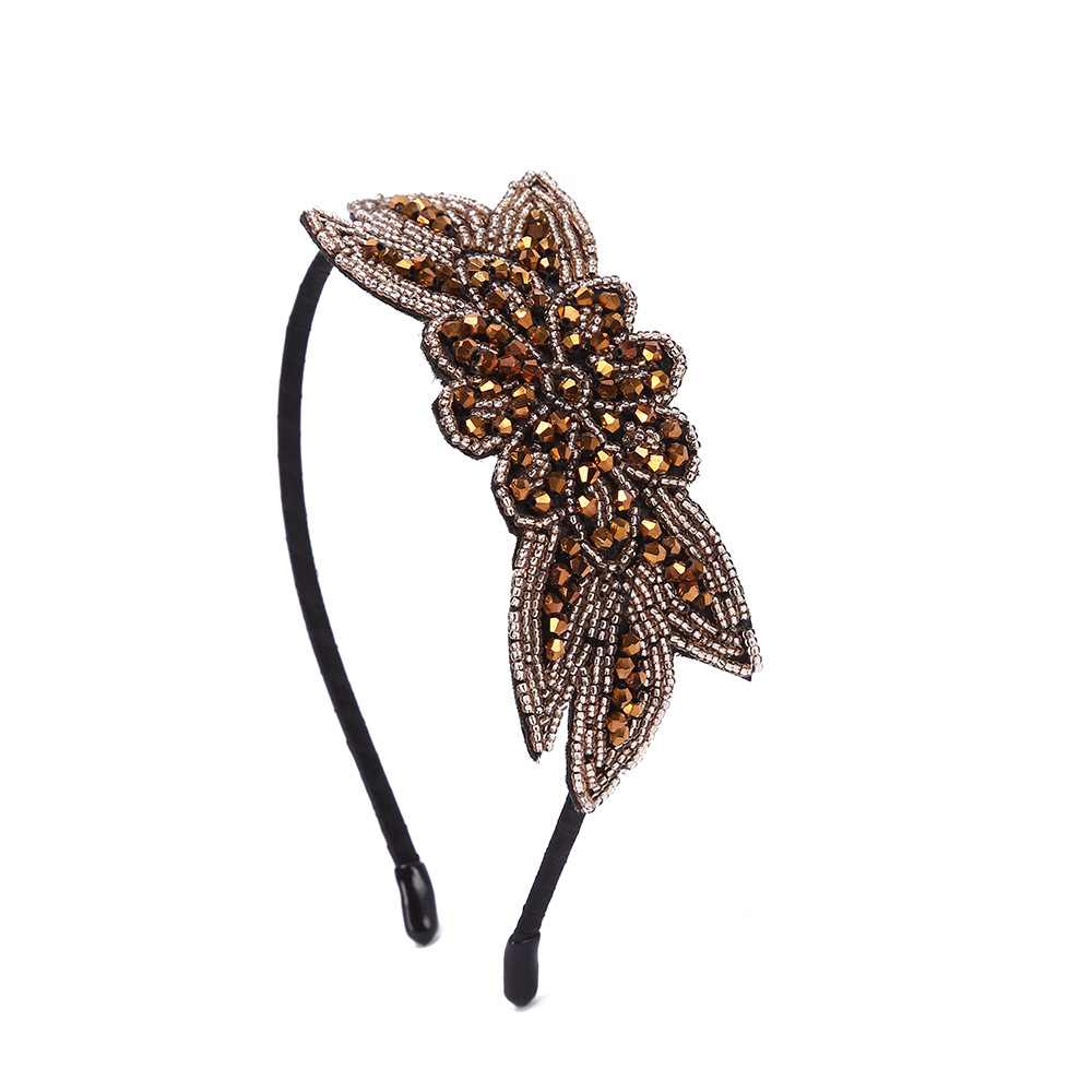 Europea y americana elegante reina retro étnico hecho a mano con cuentas rhinestone diadema personalidad bohemia diadema horquilla de viaje