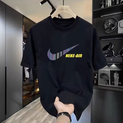 Men's Summer T-Shirt American Streetwear Couple Half-Shirt Loose Casual Base Shirt T Round Neck T-Shirt