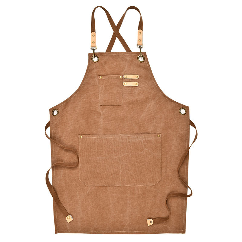 Barista Canvas Apron Nail Art Pet Work Clothes Women's Milk Tea Shop Gardening Waist Work Clothes logo Set