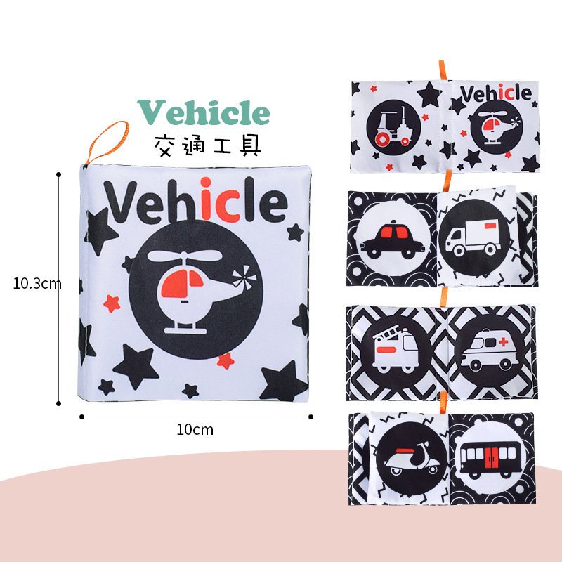 Tronco de cama de color blanco y negro para recién nacidos transfronterizos BB llamada no está roto, libro de tela para bebés, cuna, juguetes colgantes