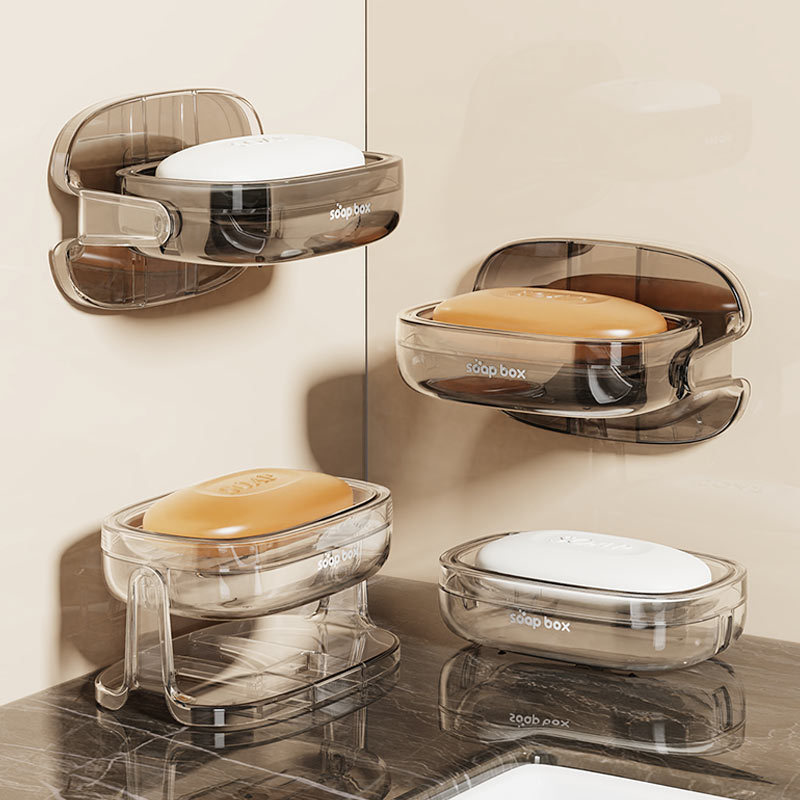 Caja de jabón caja de jabón doméstica sin perforación estante de lavado baño creativo doble pared tipo drenaje al por mayor
