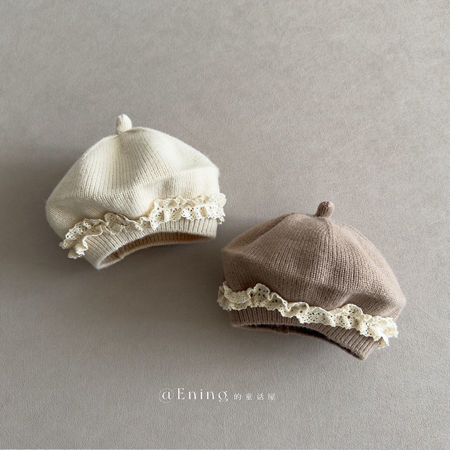 Korean Style Lace Baby Girl Beret Autumn And Winter Warm And Windproof...