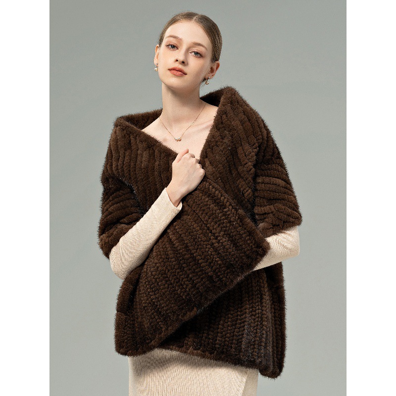 冬季水貂毛大披肩女人字形鱼尾下摆皮草围巾貂皮裘皮真毛晚宴披肩