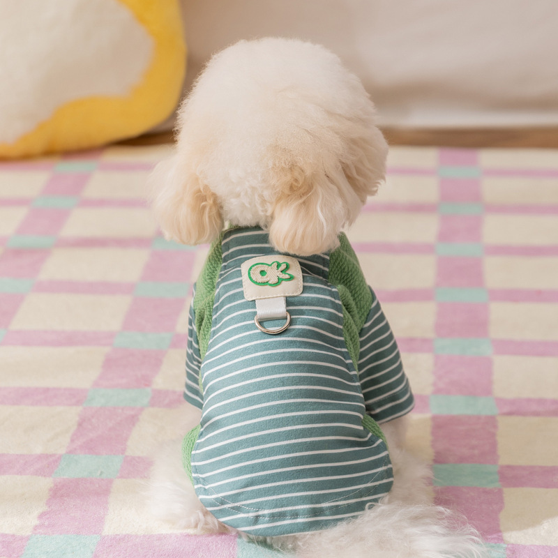 跨境宠物衣服可爱条纹布标家居服保暖秋冬季中小型犬泰迪狗狗服装|undefined