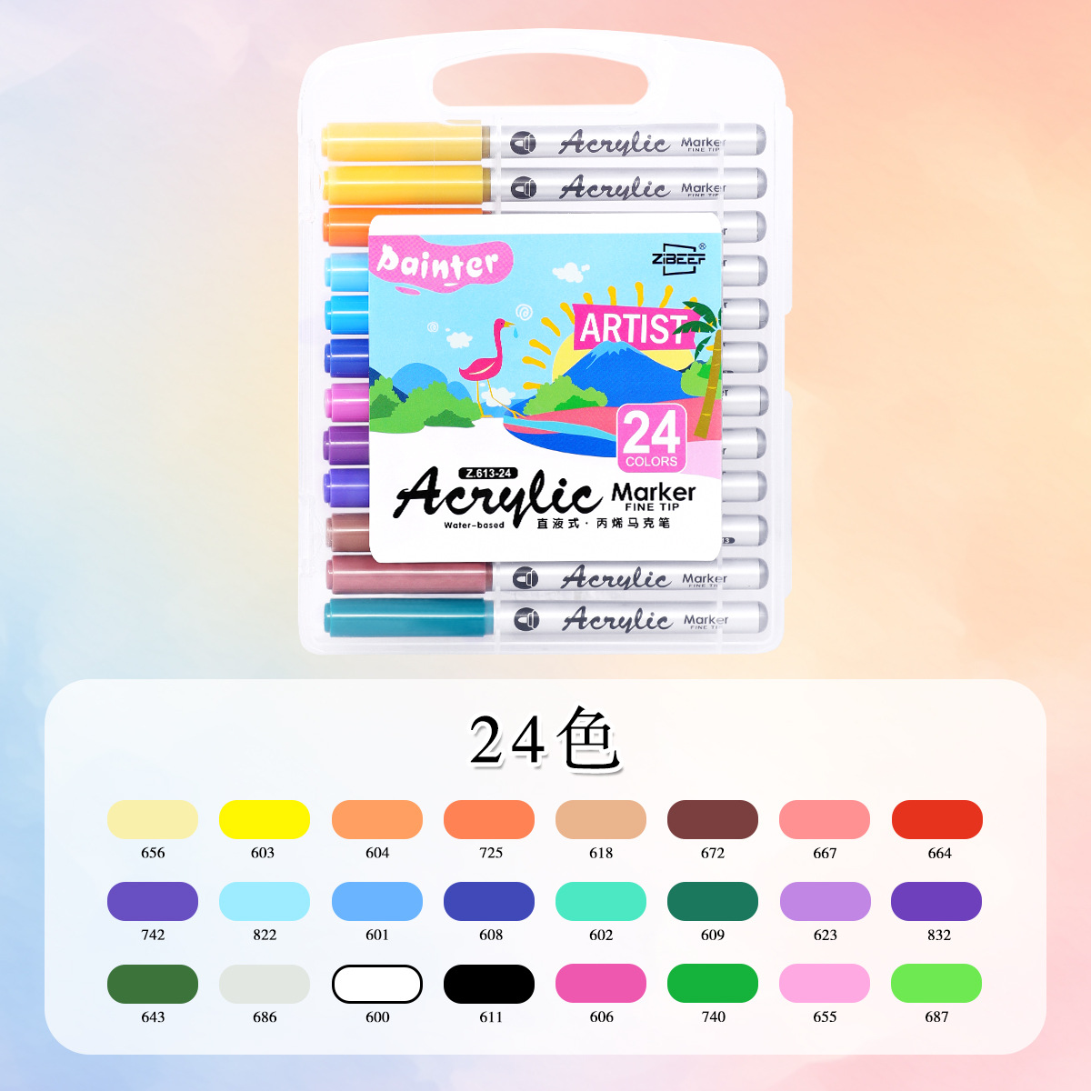 Guangna Z.613 marcador acrílico de cabeza dura de tipo directo se puede apilar en color, marcador acrílico de cabeza dura sin olor 100 colores