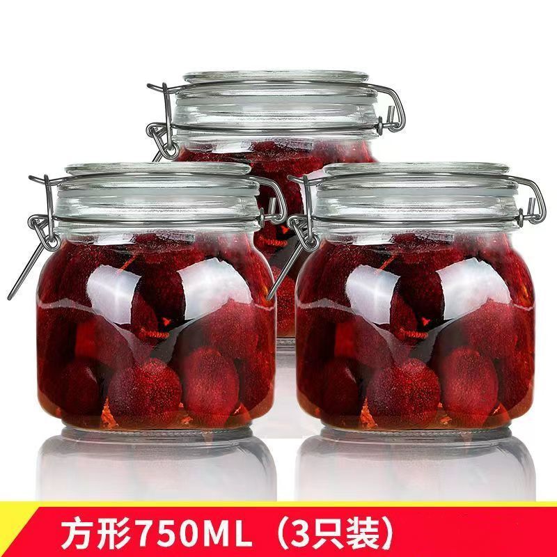 ガラス瓶密封缶蓋付き透明缶詰家庭用マリネレモン百香果蜂蜜貯蔵缶|undefined