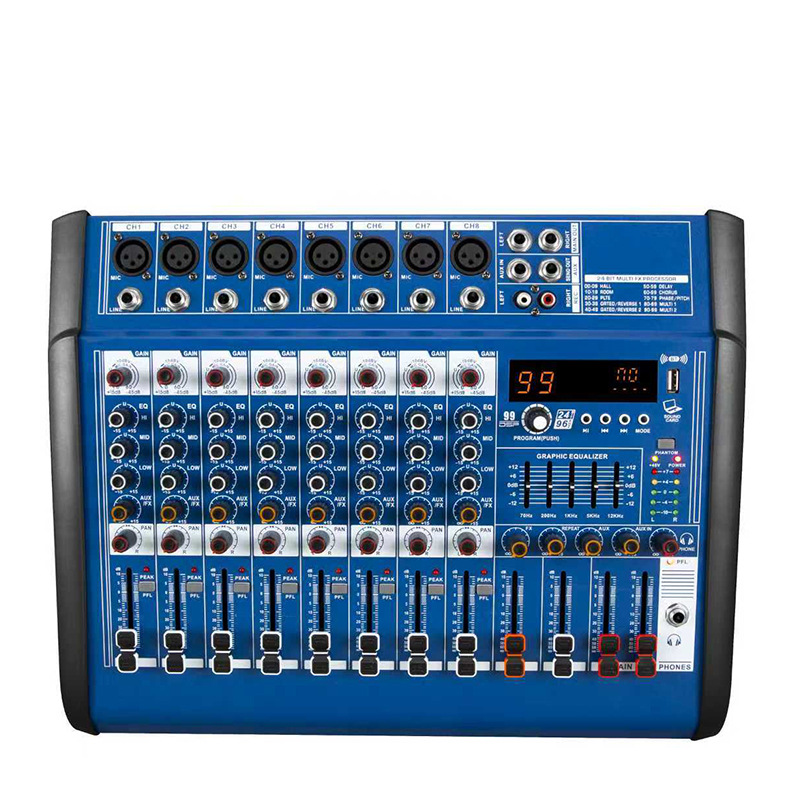 Ventas transfronterizas calientes de cuatro / seis / ocho mezcladores con mezclador de amplificador de potencia nuevos efectos digitales profesionales 99
