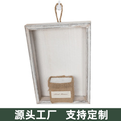 跨境批發新款木質純手工壁掛式花盆懸掛相框木質工藝品木質壁掛