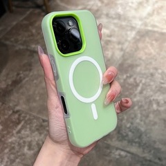 ソリッドカラーのツーインワンゼリー磁気電話ケースホルダー 15pm Apple 電話保護カバー 16promax 電話ケース