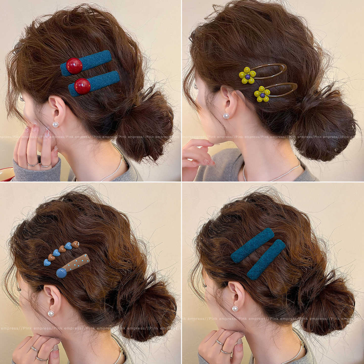 High-End Retro Hairpin for Women, Side Clip, Side Bangs Clip, Hair Accessory, Hairpin for Girls, Seamless Forehead Hair Bb Clip