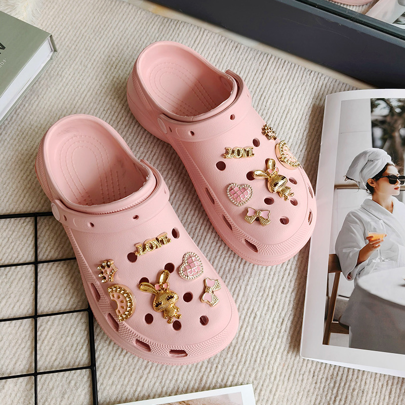 Croc Shoes Glue Accessories Cute Bunny Rhinestone Home Shoes Eva Upper Decorative Shoe Buckle Heightening Eva Slippers
