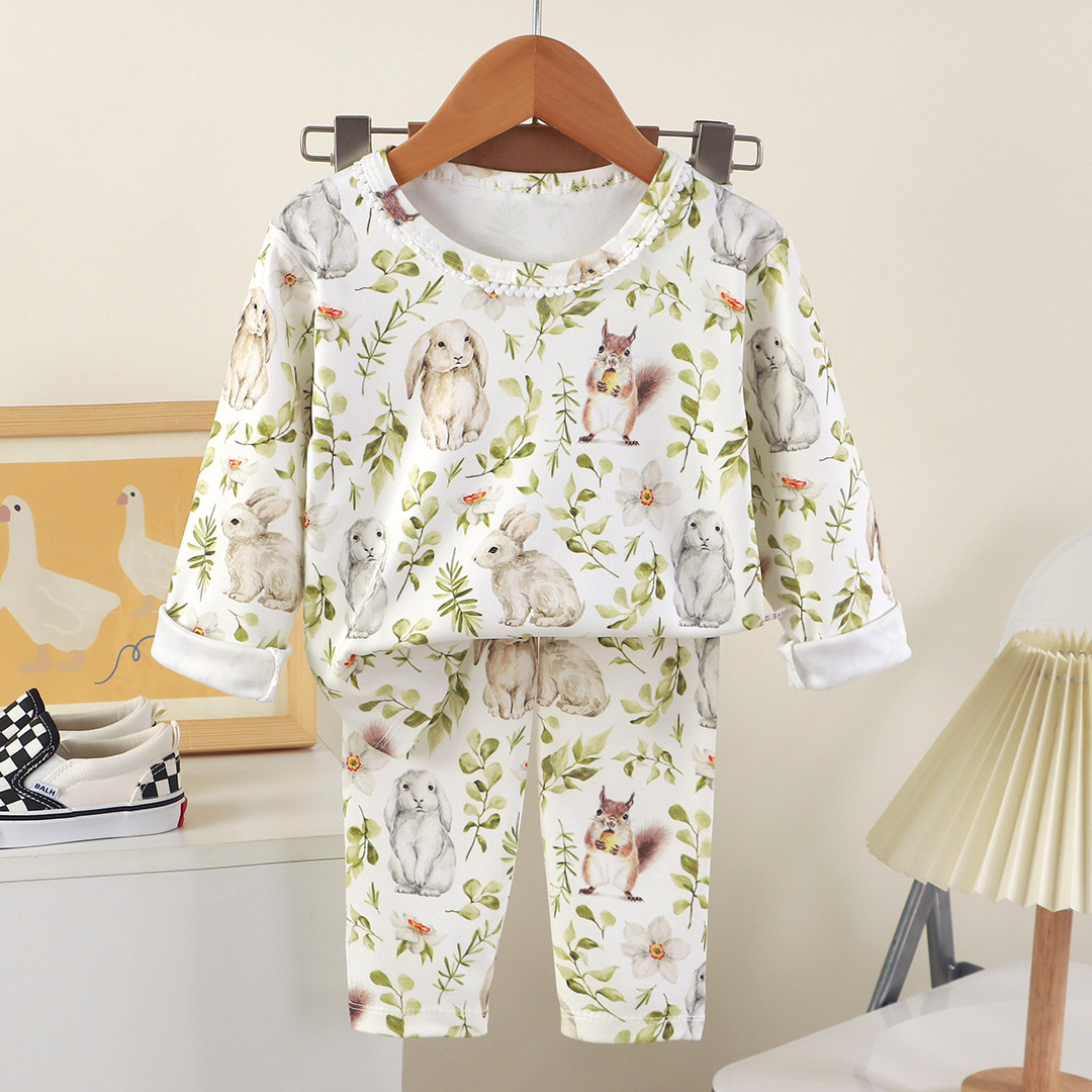 Nuevo traje de niños niñas pijamas pijamas de encaje mujer de primavera y otoño fábrica de ropa de hogar al por mayor
