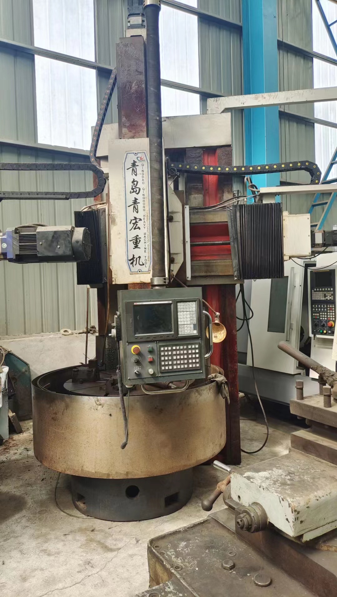 转让理二手青宏CK5112数控立式车床回转直径1.25米广数980TC3系统