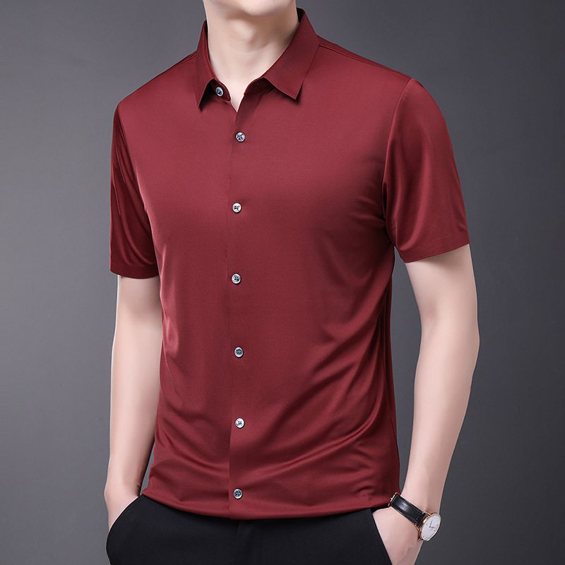 American Tommy Mulberry Silk Men's Short-Sleeved Shirt Work Clothes Professional Work Shirt Men's Spring and Summer Shirt Men's Thin Section